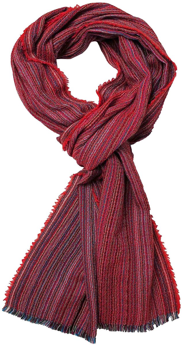 Omgoods - Lichtgewicht Sjaal voor Zomer, Rood met Strepen, 190 x 50 cm