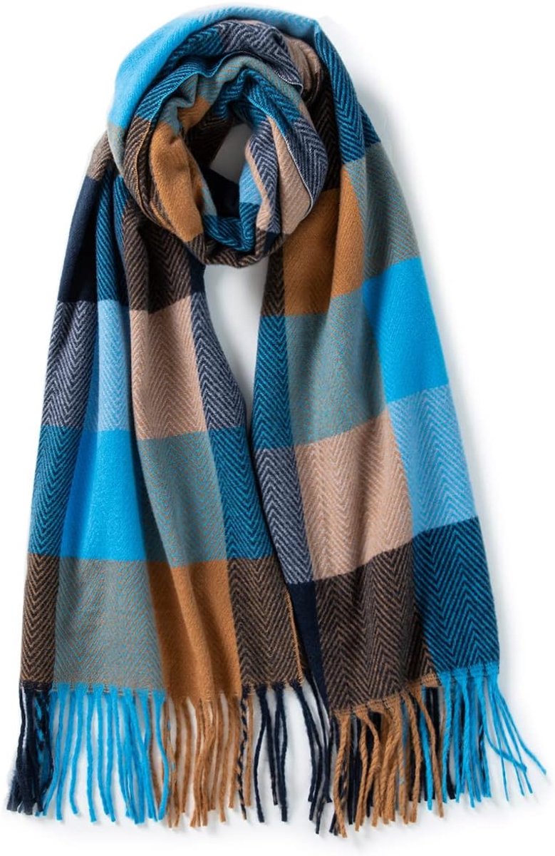 Wollen sjaal voor dames, warme geruite sjaal voor dames, grote zachte dikke doeken en wraps met geschenkdoos