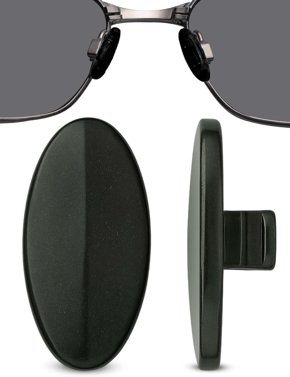 WORLD VISION Titanium-brillen neuspads | Ovale, antislip neuspads voor brillen | 13mm Slide-in gemakkelijk te vervangen en comfortabel om te dragen 1 paar in zwarte afwerking