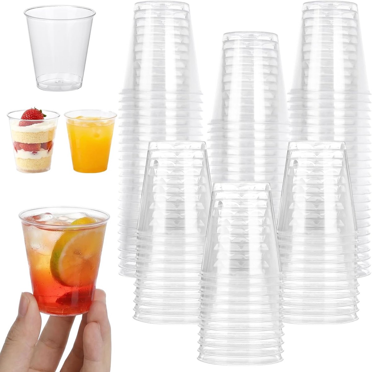 200 stuks borrelglazen, kunststof, 5 cl/50 ml, herbruikbare borrelglazen, plastic shotglazen voor feestjes, proeverij, Kerstmis