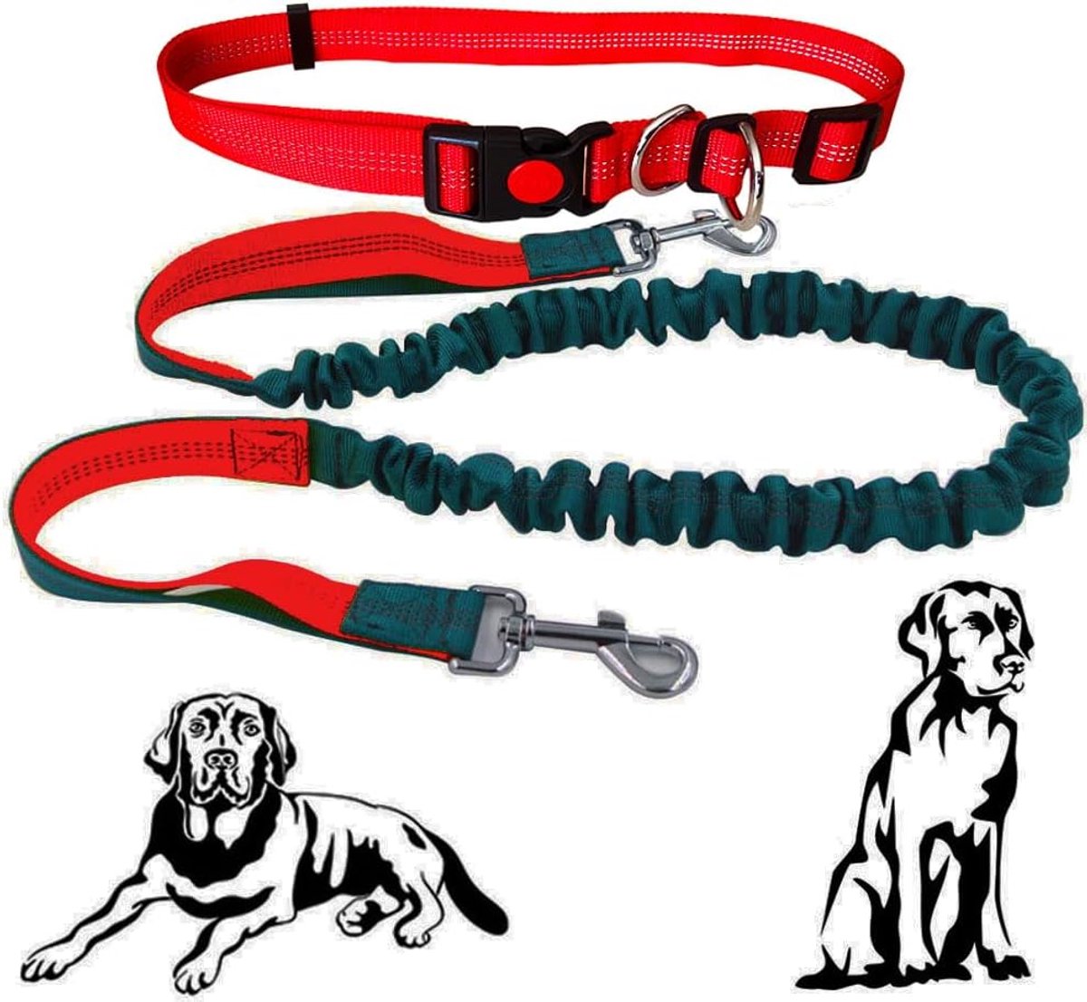 SnelShoppen - 1 Stuk Uittrekbare Hondenlijn 5 Meter, Rood, Silicoon, Handsfree Design voor Training, Joggen en Wandelen