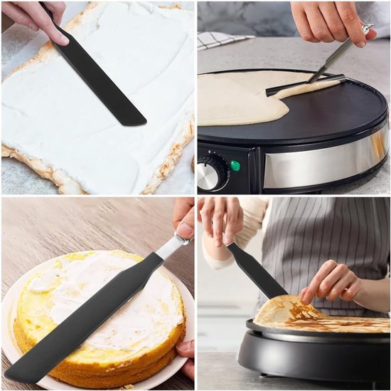 crêpemaker, roestvrij staal, pannenkoekenverdeler en spatel, deegverdeler voor crêpes, crêpes maker voor crêpedeeg of palathammen — afbeelding 4