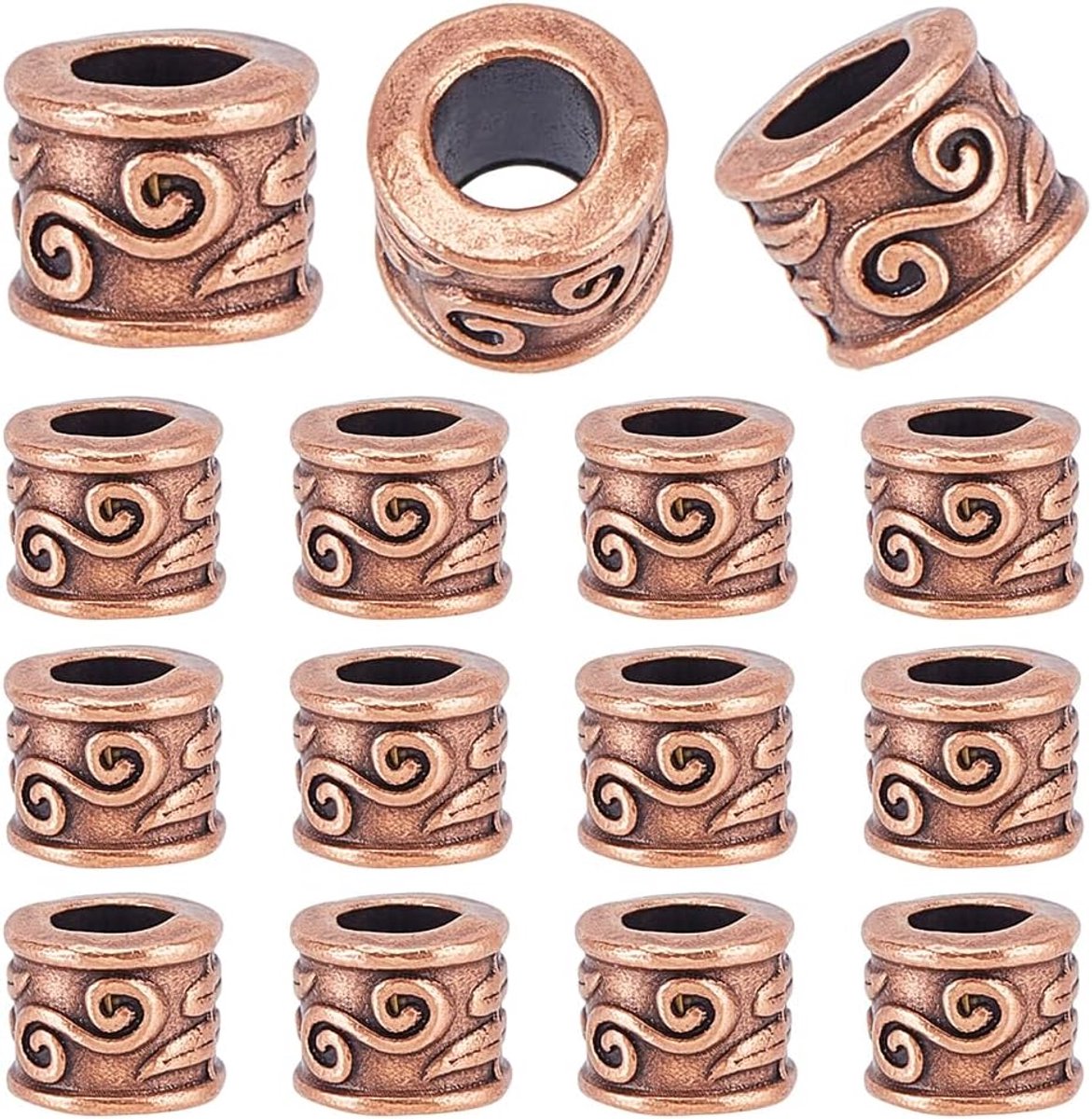 Kralen groot gat kolom buis spacer kralen metalen kolom lanyard kraal 5mm gat antieke Europese sieraden kralen spacer voor doe-het-zelf armband ketting sieraden maken