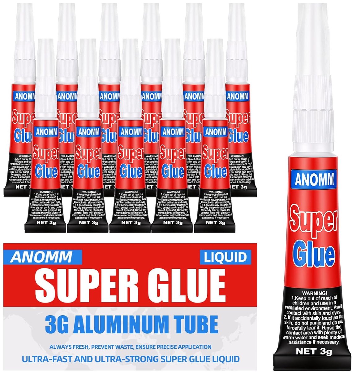 Pack van 12 Superlijm Tubes 3 g - Transparante Superlijm voor Plastic, Rubbe