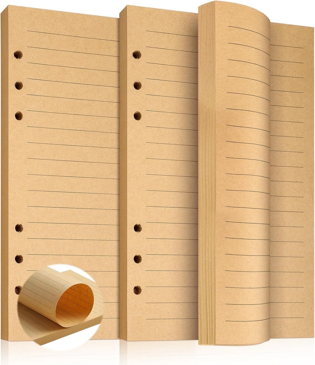 A5 navulpapier gelinieerd 160 vellen - 320 pagina's - 6-gaats ringbandinlegvellen - ideaal voor notitieboek en planner - ShopVlot