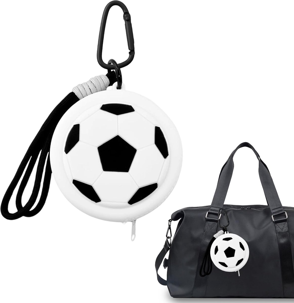 Voetbalportemonnee zwart-wit - pvc - ideaal voor kinderen - beschermt kleine voorwerpen - SnelShoppen