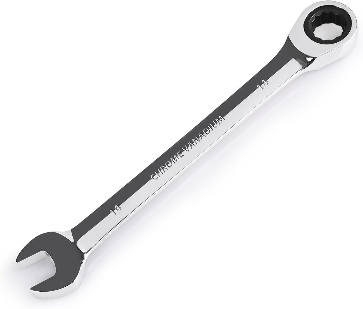 14mm Ratcheting Combinatiesleutel Metrisch, Industriële Grade Gear Spanner met 12-punts ontwerp, 72-tands ratel, chroom vanadium staal