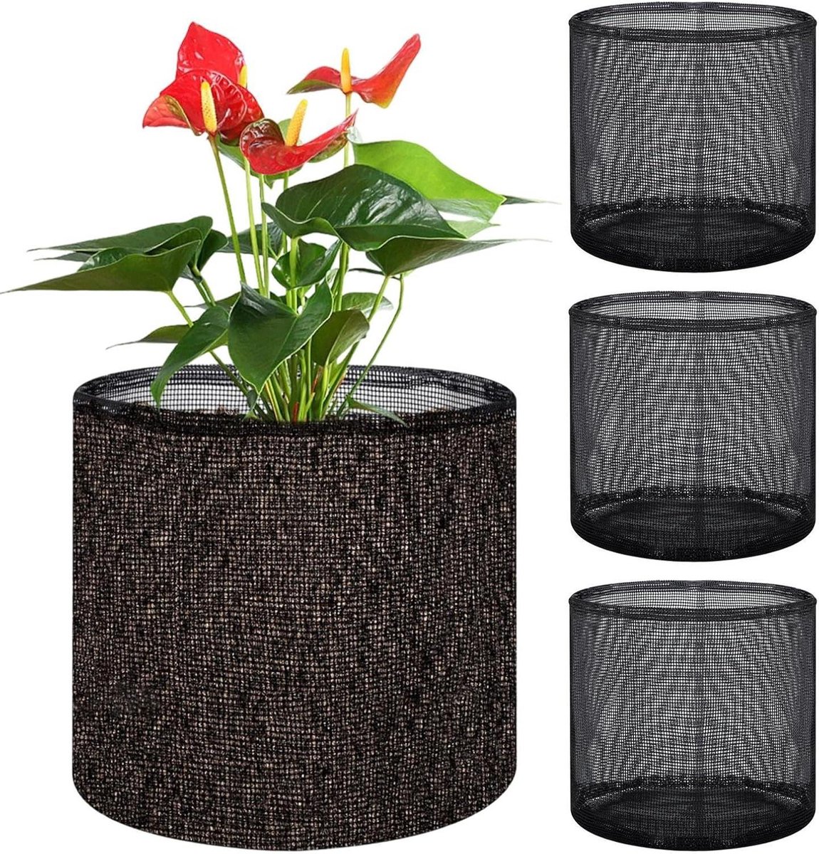 Vijverplantenmanden - Mesh plantenzakken - Vijverbeplanting - Ademende wortelgroei - 4 stuks - A