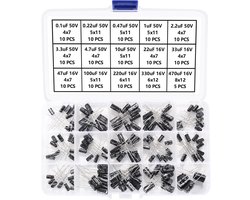 145 Stuks 15 Waarden Bereik 0.1uF-470uF 16V 50V Elektrolytische Condensator Kit, Aluminium Elektrolytische Condensatoren, voor TV, LCD Monitor, Radio, Stereo, Game