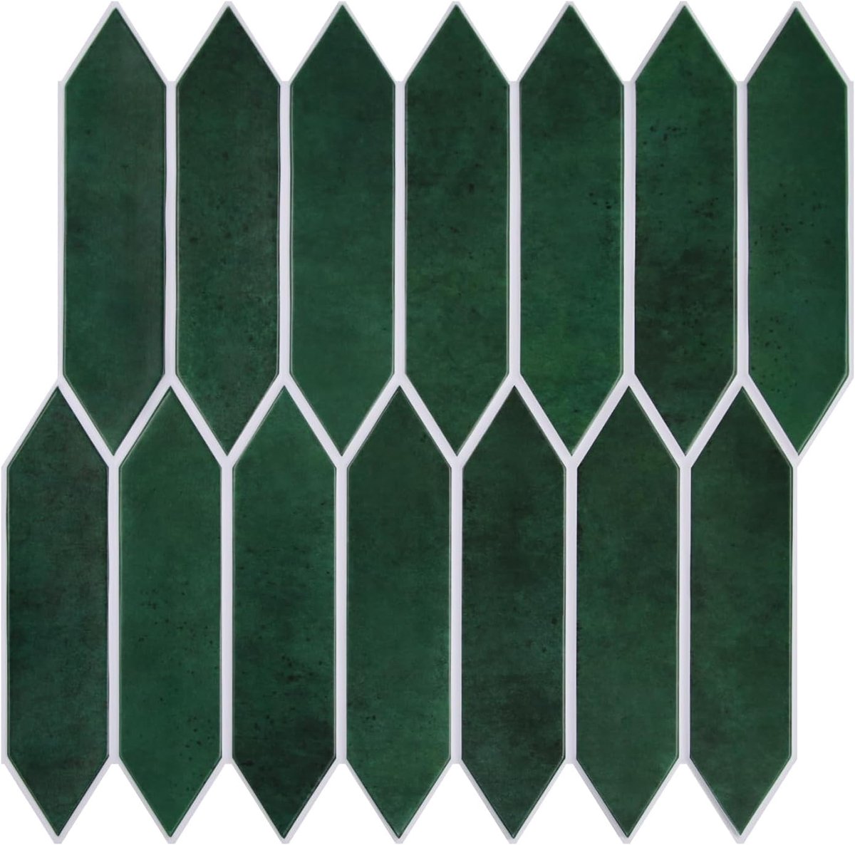10 stuks 3D zelfklevende wandtegels, pel-en-plak tegel, 30 x 30 cm, mat donkergroen, PVC plakkende achterwand tegelstickers voor keuken, badkamer, interieur