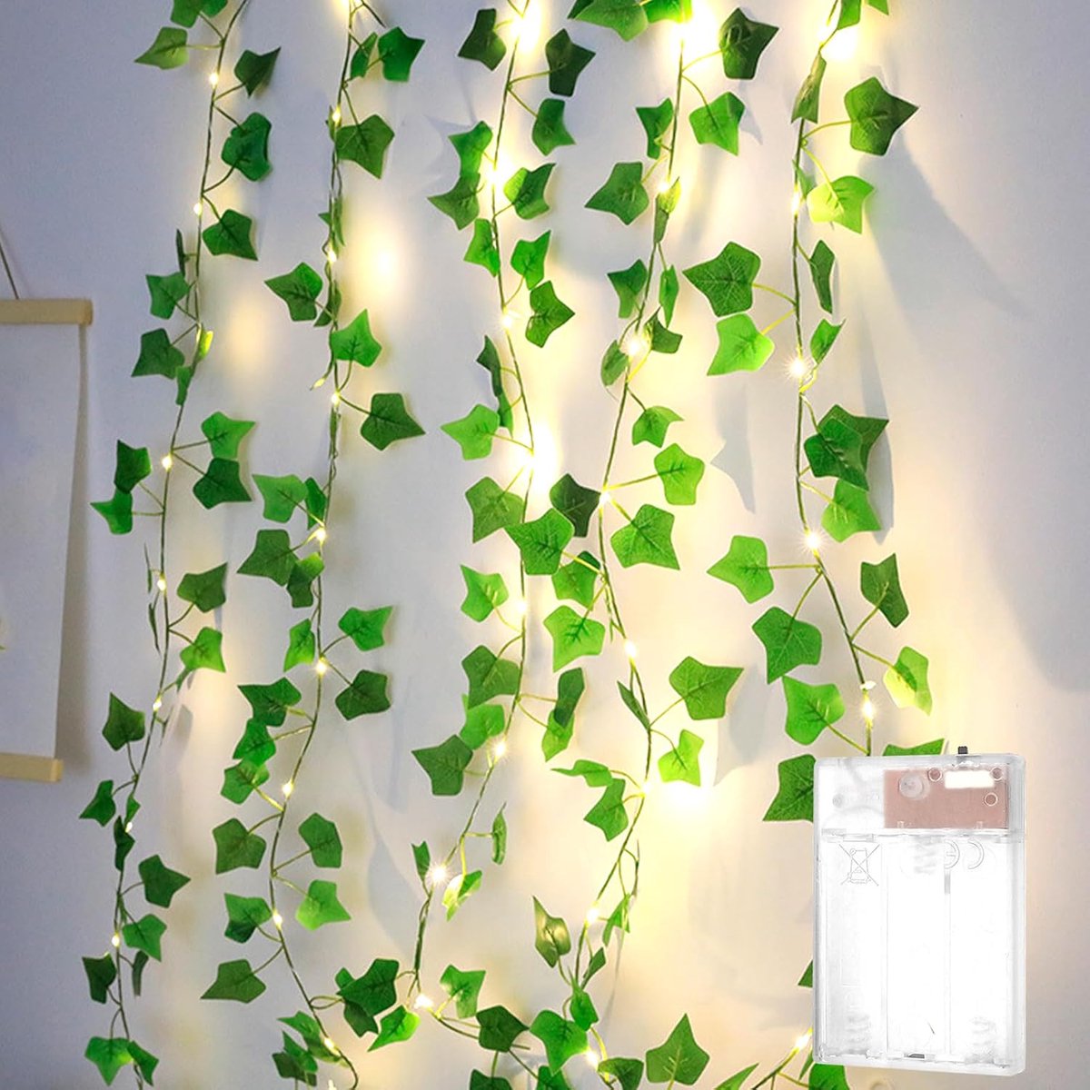 Led-klimoplichtsnoer, 5 meter, 50 leds, werkt op batterijen, groene