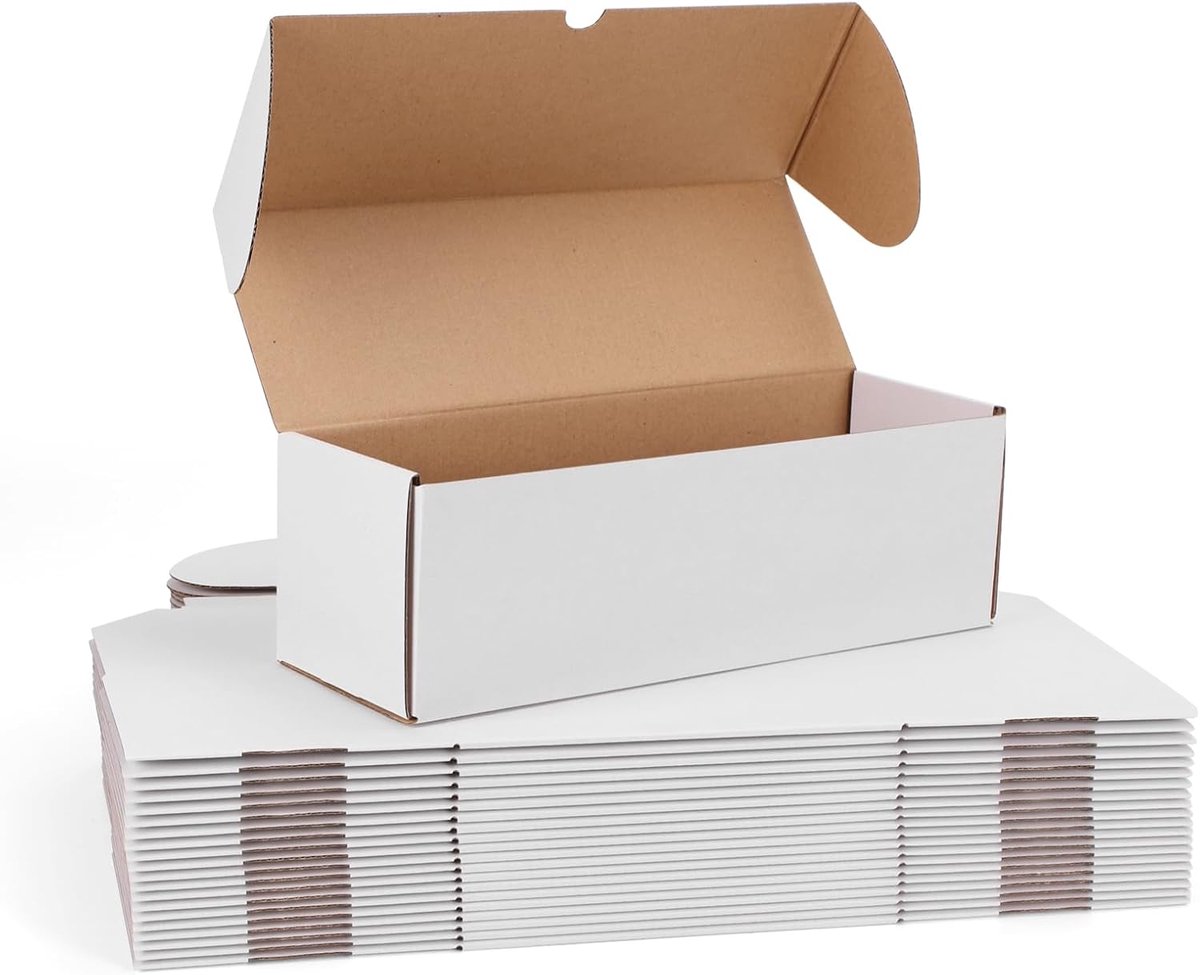 Verzenddozen 12x4x4in (30,5 x 10,2 x 10,2 cm) witte kartonnen dozen, Kraft gegolfde kleine verzenddoos