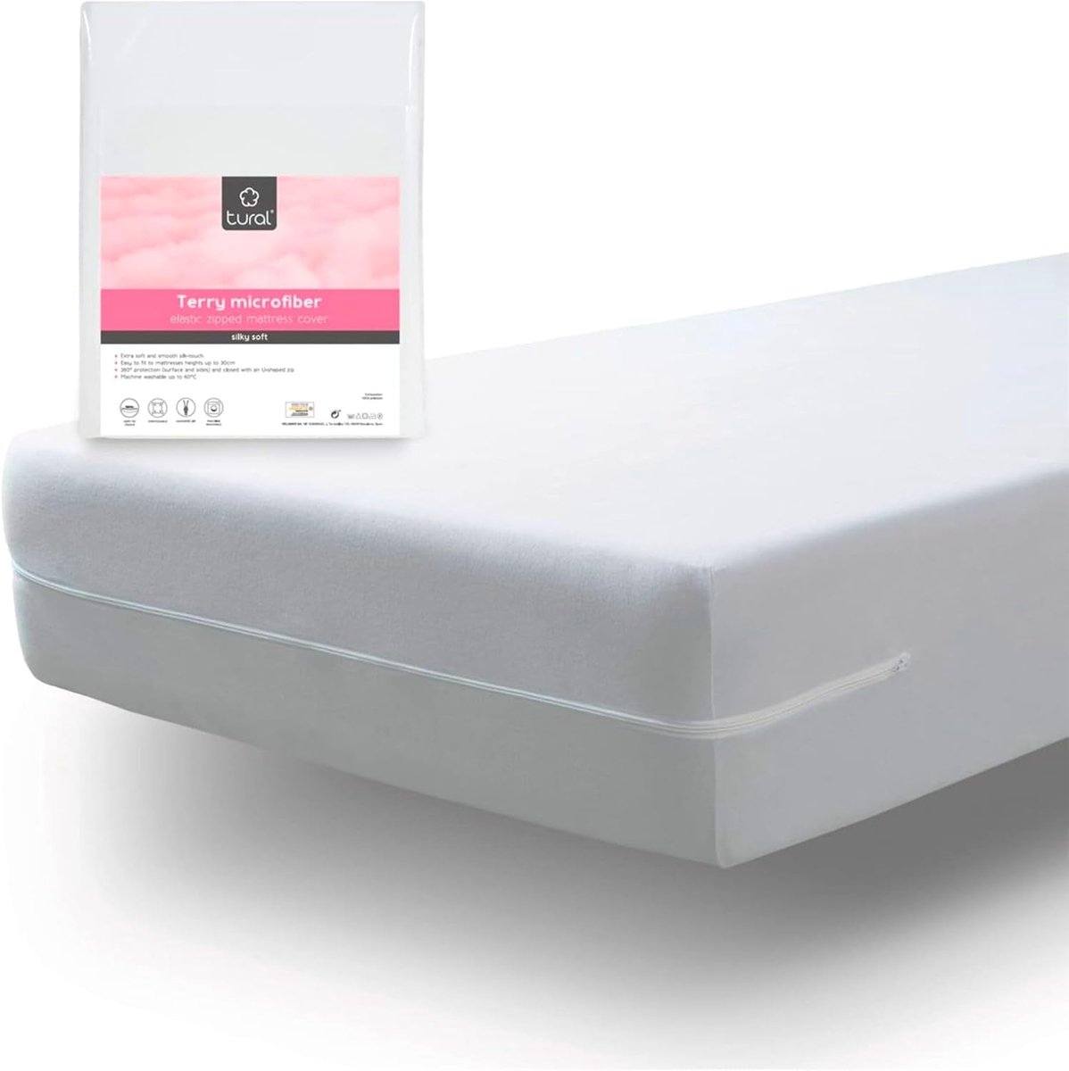 SnelShoppen - Tural Matrasbescherming 70x140 cm Kinderen Bed Zijdeachtige Touch Met Rits Oeko-Tex Gecertificeerd 15 cm Hoog