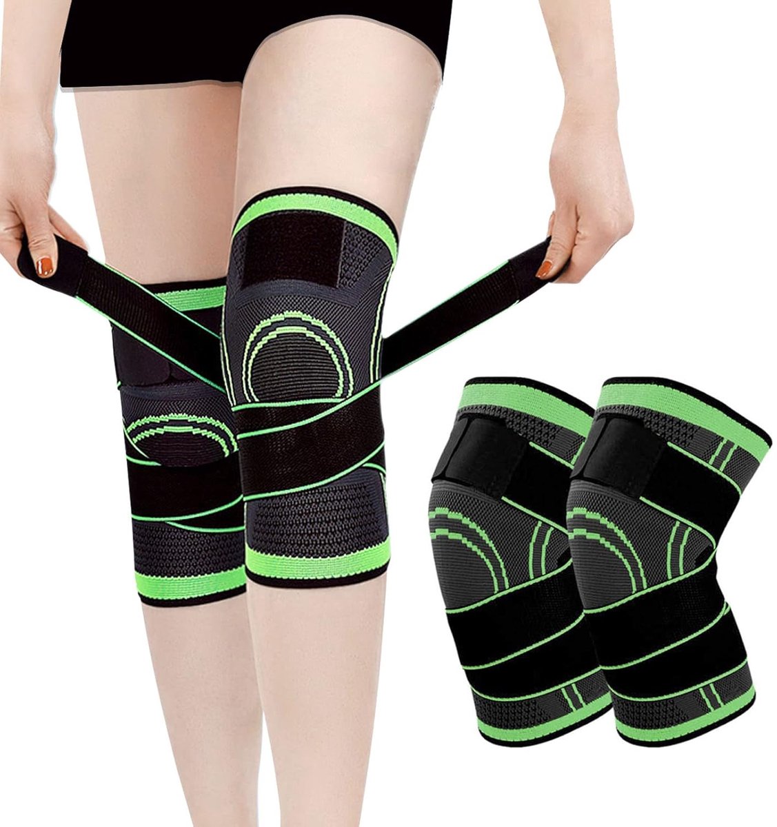 2 STKS Kniesteun DKDDSSS Kniebrace voor Artritis ACL en Meniscus Scheur Verstelbare Kniemouwen voor Sport Running Knie Ondersteuning voor Mannen en Vrouwen (L)