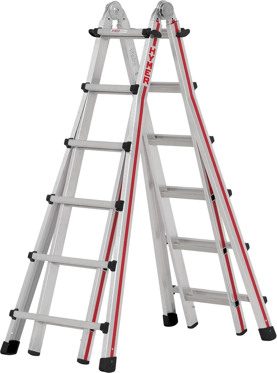 SnelShoppen - Verstelbare Telescoopladder SC40, 4x6 Sport, Hoogte 4,6 Meter, Aluminium, Lichtgewicht, Veilig en Duurzaam, Ideaal voor Klussen, Tuinwer