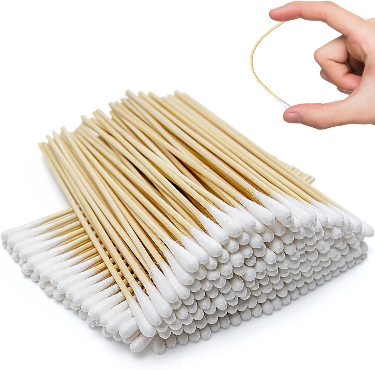 300 Stuks Lange Wattenstaafjes - 15 cm, Houten Handvatten, Ideaal voor Schoonmaak, Schoonheidsverzorging en Algemeen Gebruik, Verpakt in 3 Dozen