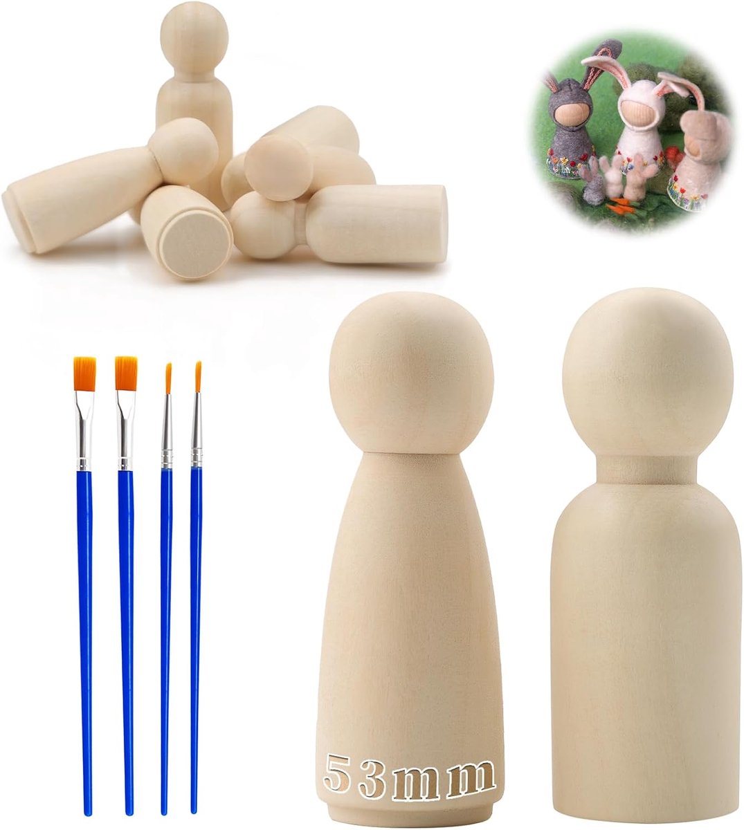 Houten Figuren om te Schilderen 53mm/33mm Spel Onafgewerkte Kegels DIY Crafts Beeldjes Man Vrouw Familie voor Bruiloft Decoratie - Geweldig Speelgoed Gymnastiek Stijlen