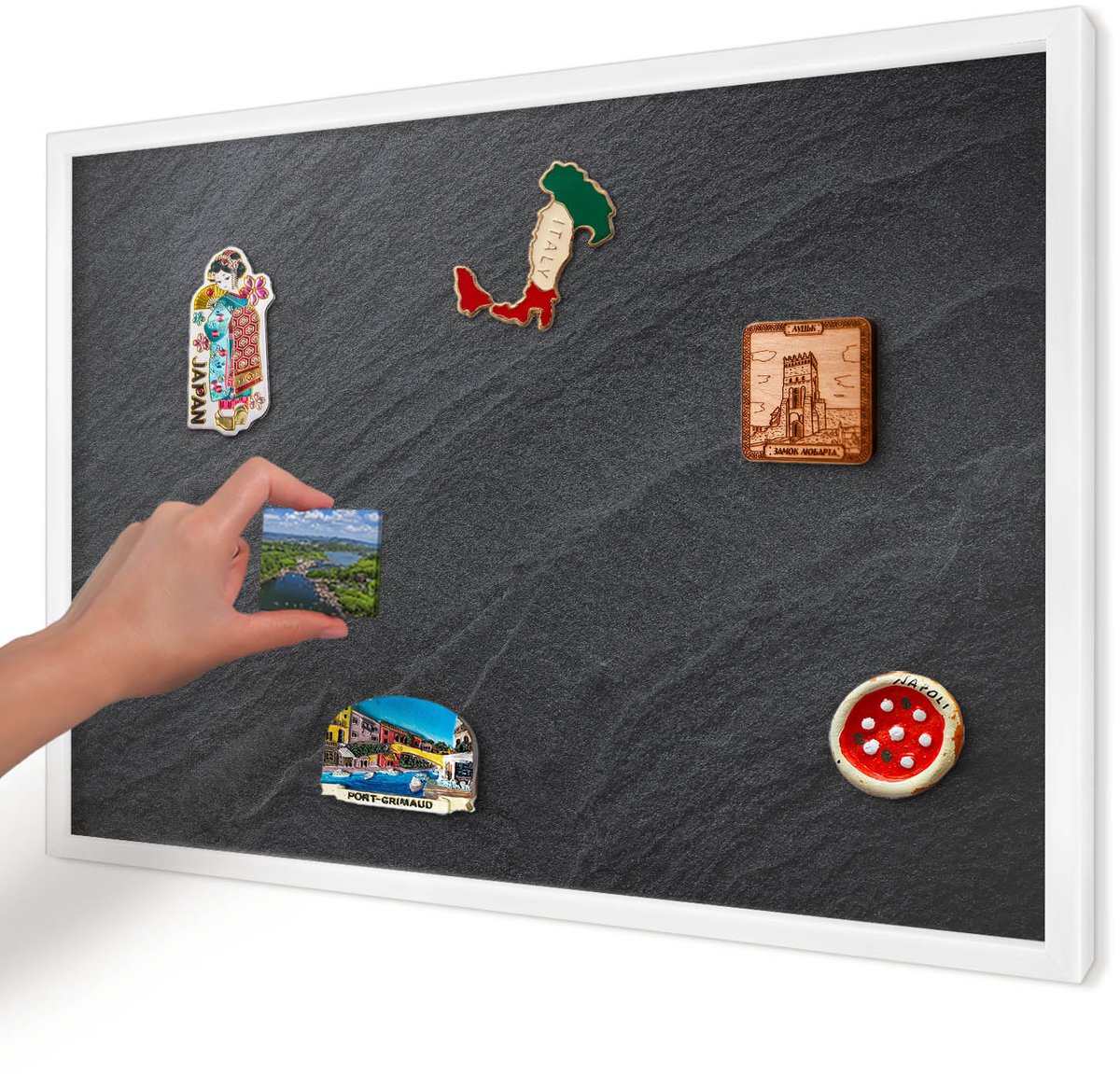Artprintcave Zwart Magneetbord mit Witte Lijst - 60x40 cm - Grijze Textuur Magnetisch Bord Voor Magneten - Minimalist Magnetisch Bord - Texturen