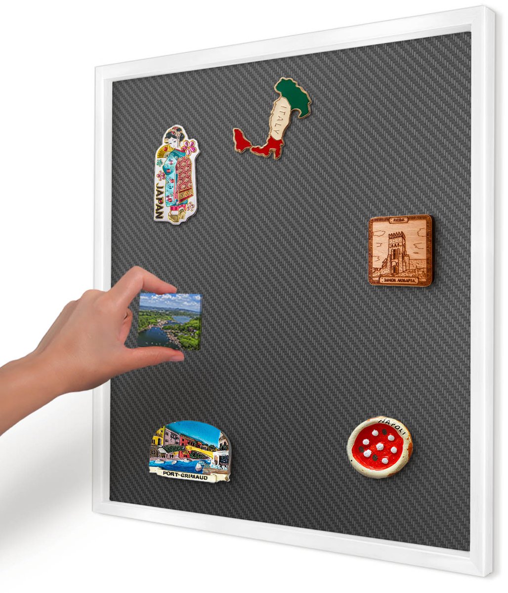 Artprintcave Zwart Magneetbord mit Witte Lijst - 50x50 cm - Geometrische Textuur Magnetisch Bord Voor Magneten - Minimalist Magneetbord Voor Keuken - Texturen