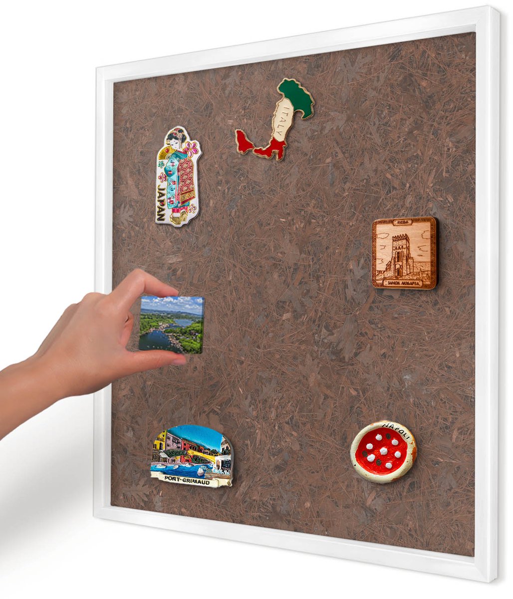 Artprintcave Bruin Magneetbord mit Witte Lijst - 50x50 cm - Herfsttapijt Magneetbord Voor Foto's - Rustiek Memobord Keuken - Natuur