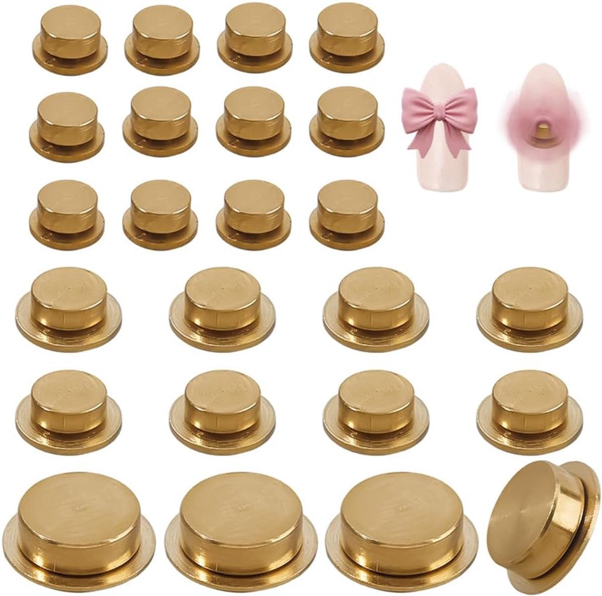 24 Stuks 3 Maten Draaiende Nagel Bedels Goud 3D Nagelkunst Roterende Lagers Ronde Creatieve Sieraden Roterende Gereedschappen voor Vrouwen DIY Sieraden Maken Accessoires