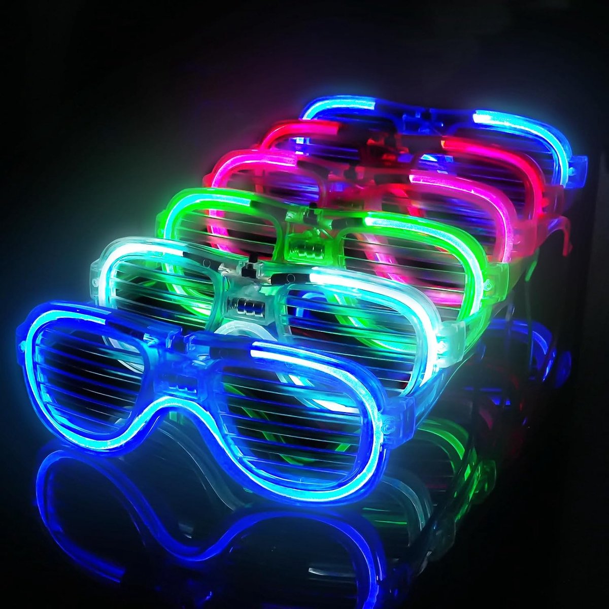 Led-lichtbril/Shutter Shades bril, draadloze partybril, feestzonnebril, lichtgevende neon rave bril, knipperende led-zonnebril, kostuums voor feestjes, carnaval, Halloween, Kerstmis
