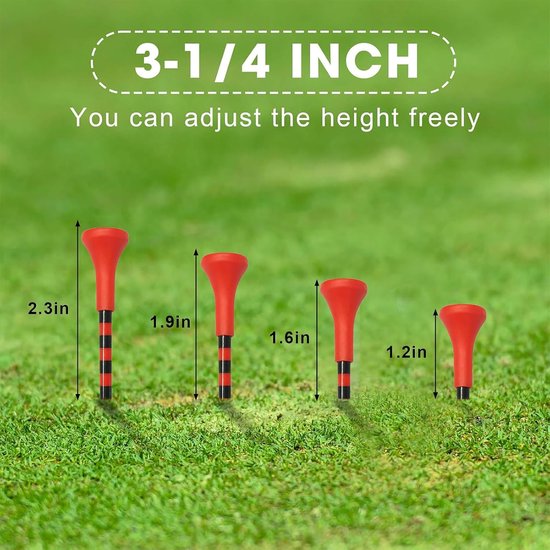 Set van 50 Duurzame Golf Tees in Meerdere Kleuren, 83 mm, Ideaal voor Training en Wedstrijden, Inclusief Rubber Kussentjes — afbeelding 5