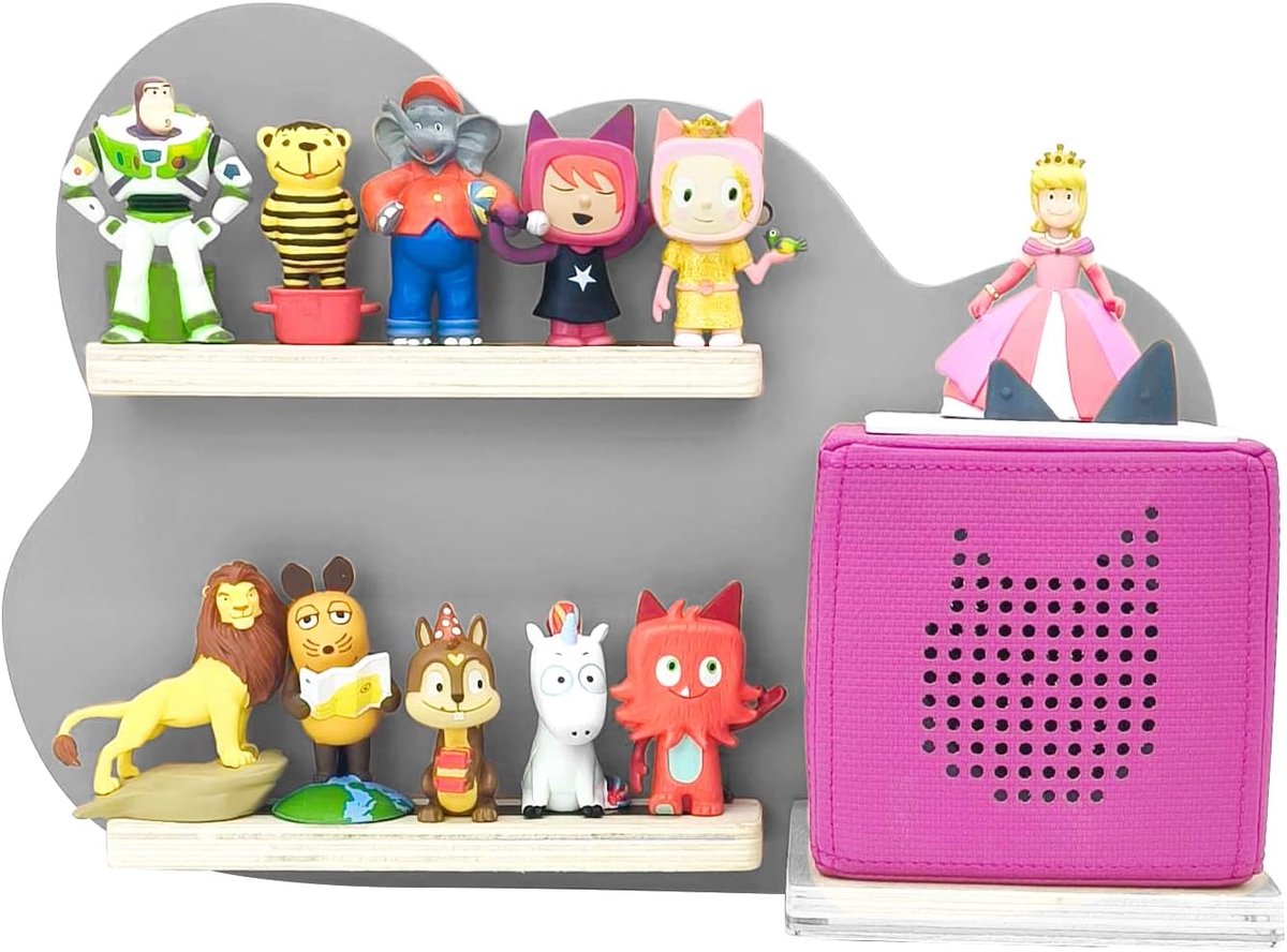 Magnetisch wandrek, opbergrek voor Toniebox, rek met ruimte voor 10 Tonie-luisterfiguren, versier de kinderkamer voor kinderen om te spelen en te verzamelen, W - grijs