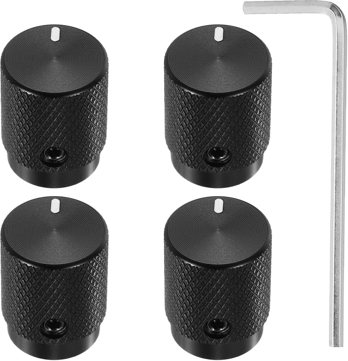 4 stuks aluminium potentiometer knoppen, 6mm x 12,5mm x 16mm Universele volume tonregel knoppen met schroevendraaier voor gitaar, bas, matzwart