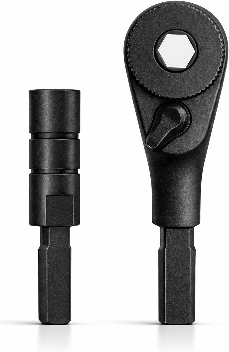 Multi-Tool Ratchet Driver, Compatibel met Leatherman (Flat-End EDC-modellen) Set Inclusief Flat Bit tot 1/4" Hex Adapter [Ultra Duurzaam Roestvrij Staal] 2-Pack Accessoires Set, Zwart