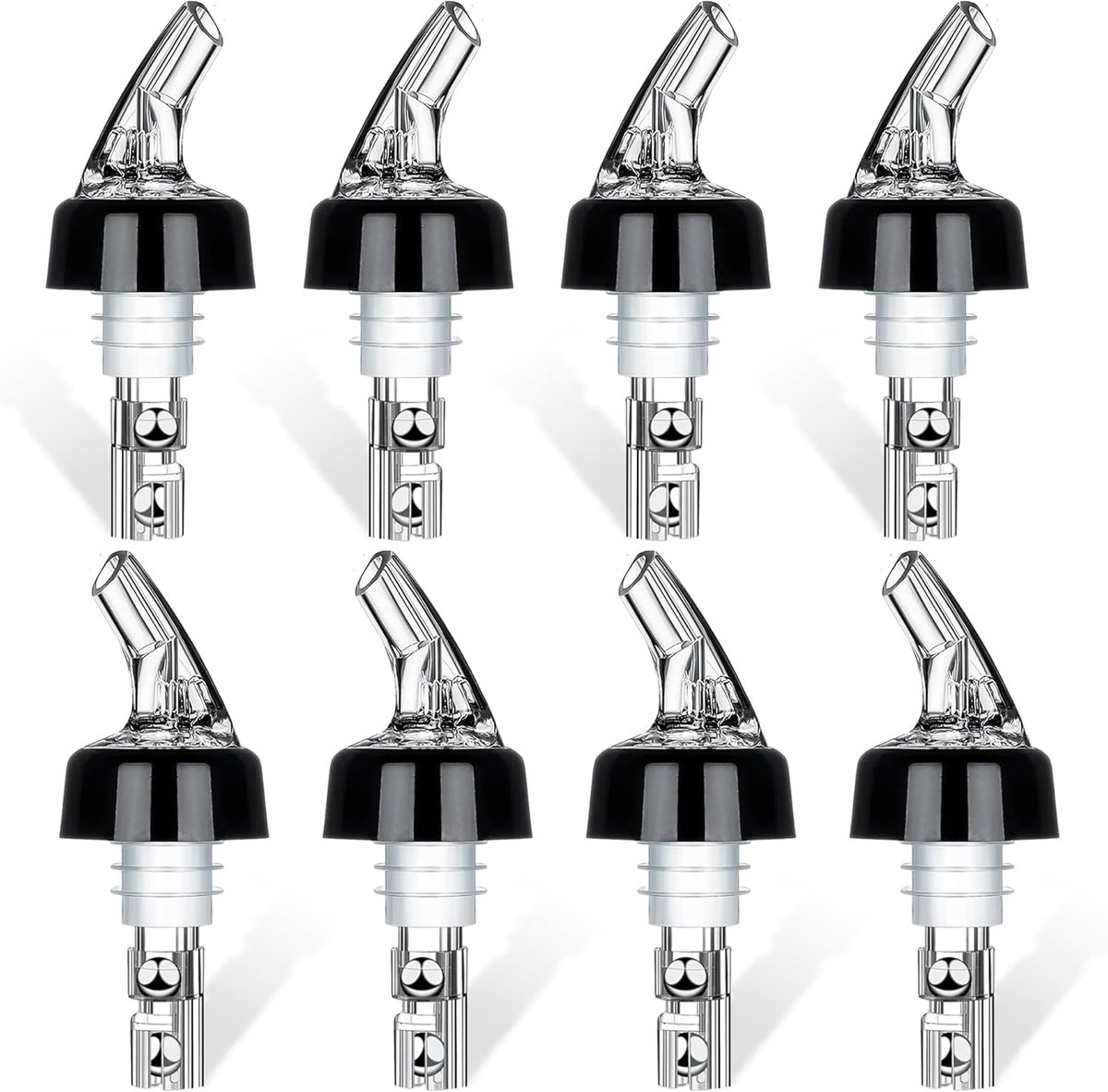 8 stuks, 2 cl, doseerhulp, schenktuit voor flessen met stopfunctie, beschermdeksel, portioneerder, drankdispenser, sterke drank, doseerder, dispenser voor wijn, cocktail