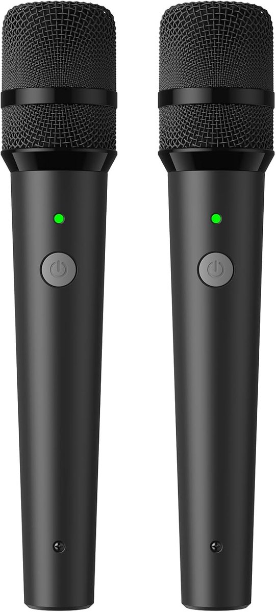 Dynamisch Microfoonsysteem met Ontvanger, 2 Handmicrofoons voor Karaoke, Zang en Feesten, 2.4 GHz, 30 Uur Batterijduur, TW 220