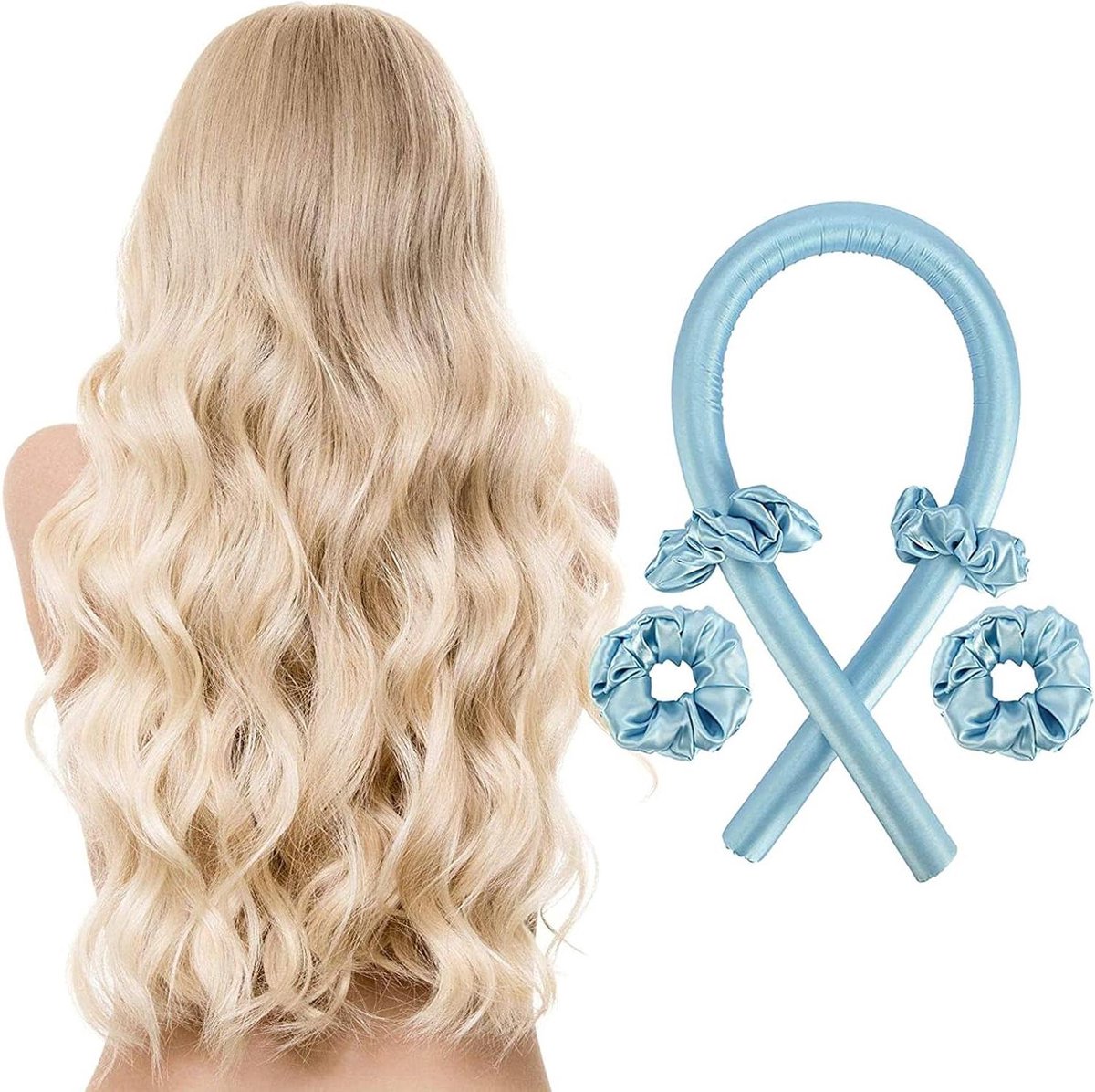 Hittevrije Krultang Set - Zachte Foam Rollers - Natuurlijke Krullen Maken - Comfortabel Slapen - 3 x 100 cm - Blauw