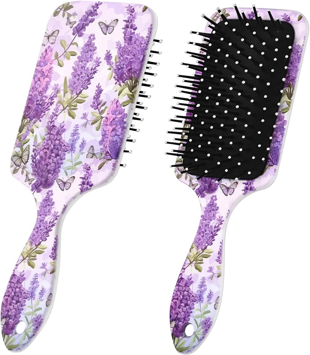 Detangler haarborstel, zachte haren voor moeiteloze klitverwijdering, minimale kroezen en breuk, schattige ontwarrende haarborstel voor vrouwen, mannen, jongens, meisjes (D3-paarse