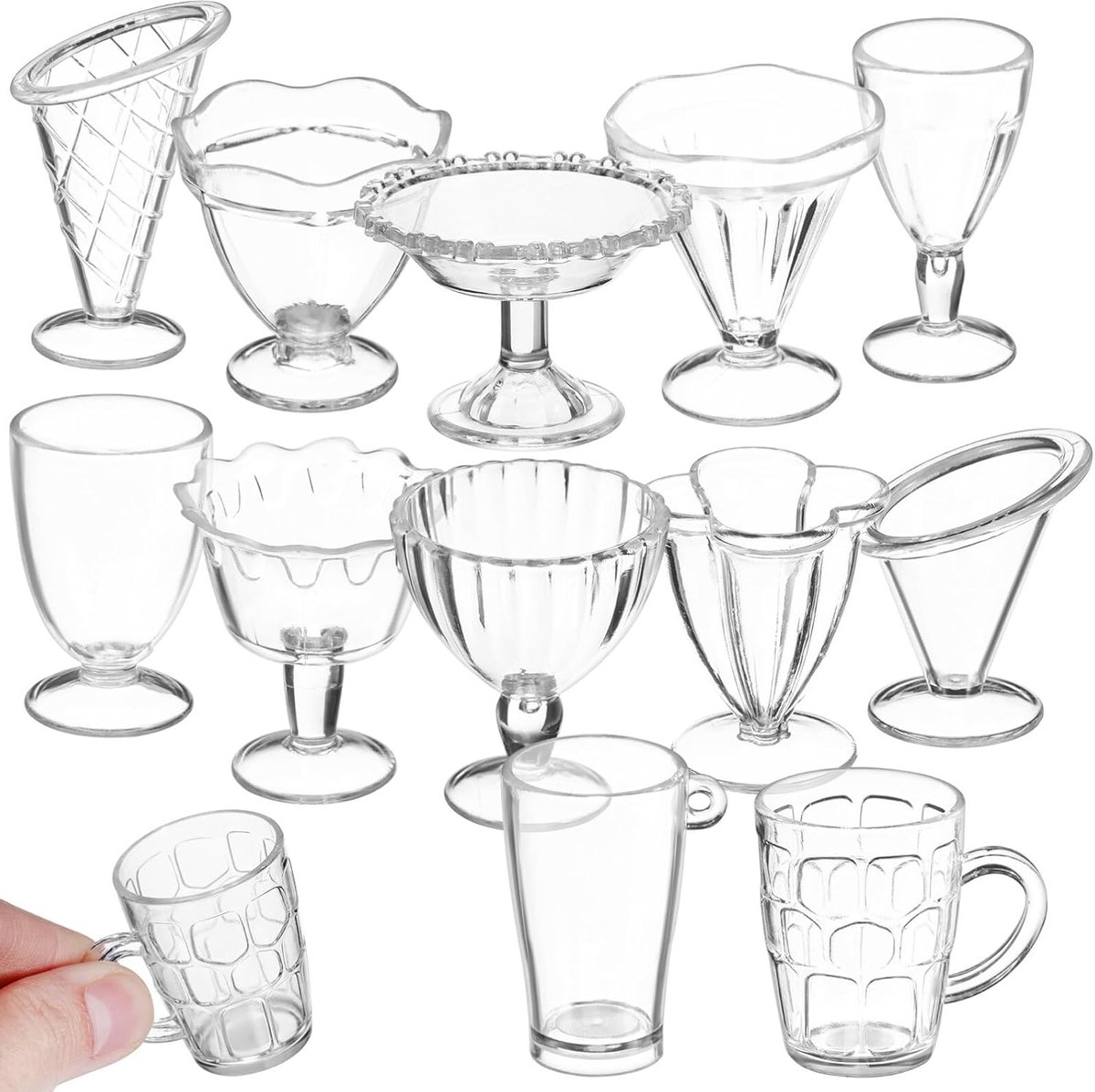 12 stuks doorzichtige mini poppenhuisbekers miniatuur wijnglazen keukengerei poppenhuis servies kleine glazen drinkbekers model doe-het-zelf handwerk poppenhuis accessoires