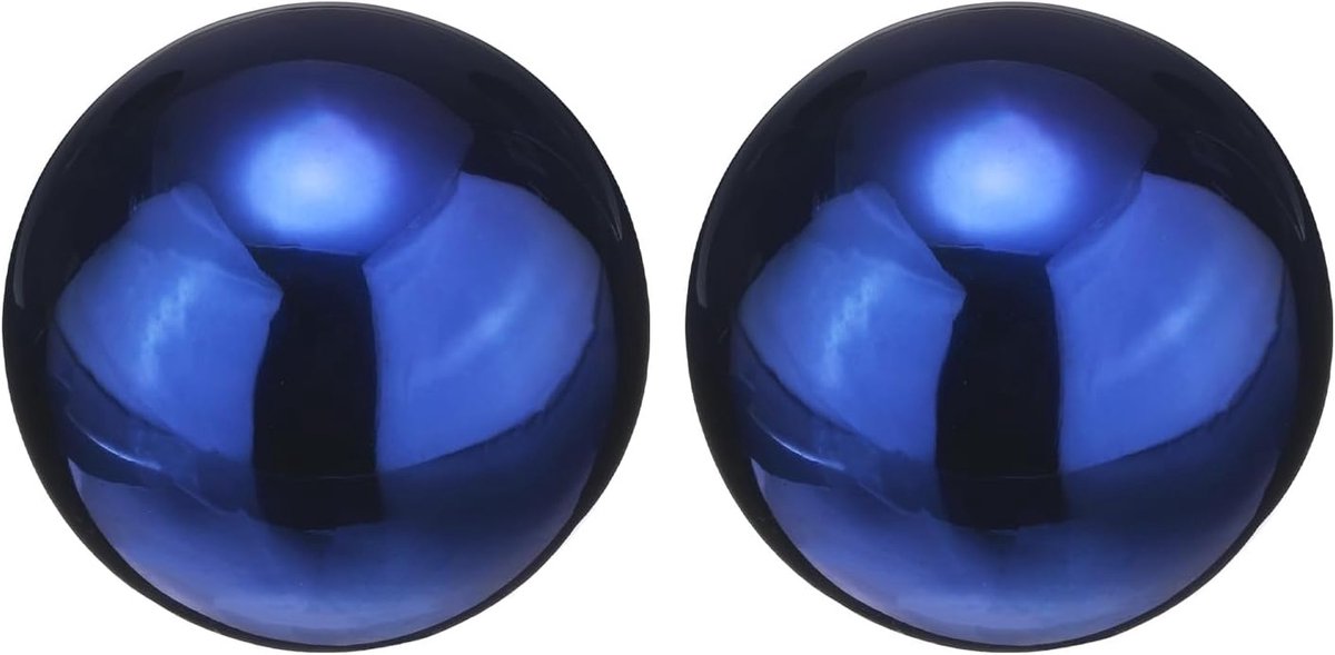 2 stuks decoratieve bol, vastgezet 1,5 inch, 38 mm, glinsterende tuinbol, holle bal van roestvrij staal, zonder lasnaden, gladde spiegelbol, saffierblauw