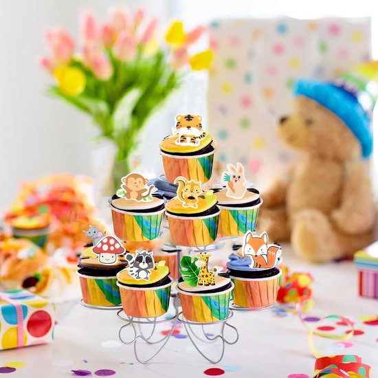 Eetbare Taartdecoratie Jungle, Muffin en Cupcake-Toppers met Dieren, Bosdieren Voor Verjaardag — afbeelding 4