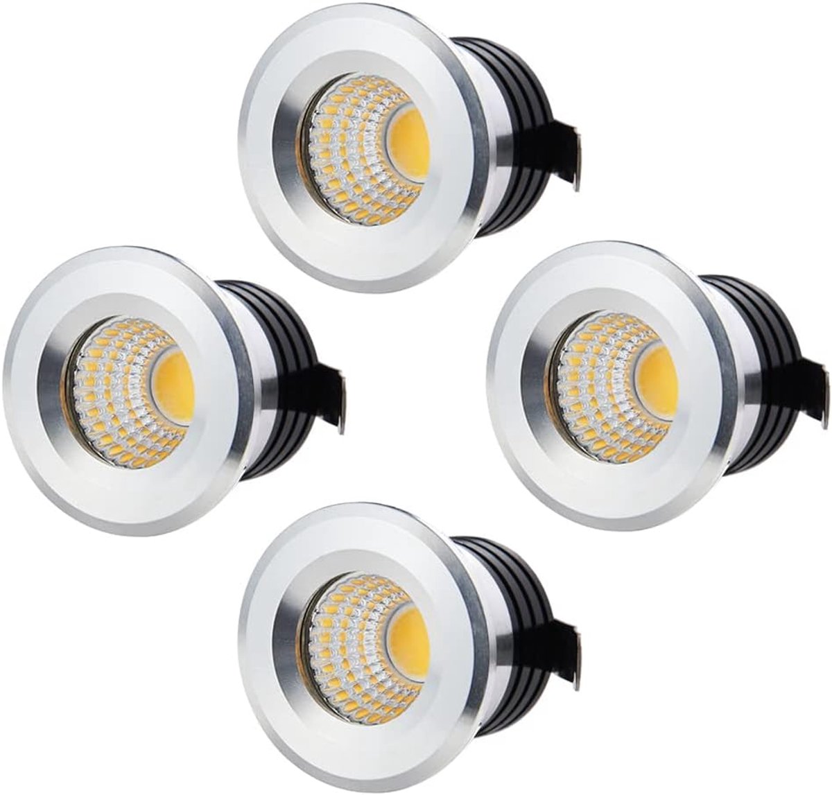 4 stuks kleine mini-led-inbouwspots 3 W, 230 V plafondspot met transformator COB downlights plafondspots 300 lm voor wijnkast/kast/keuken/woonkamer