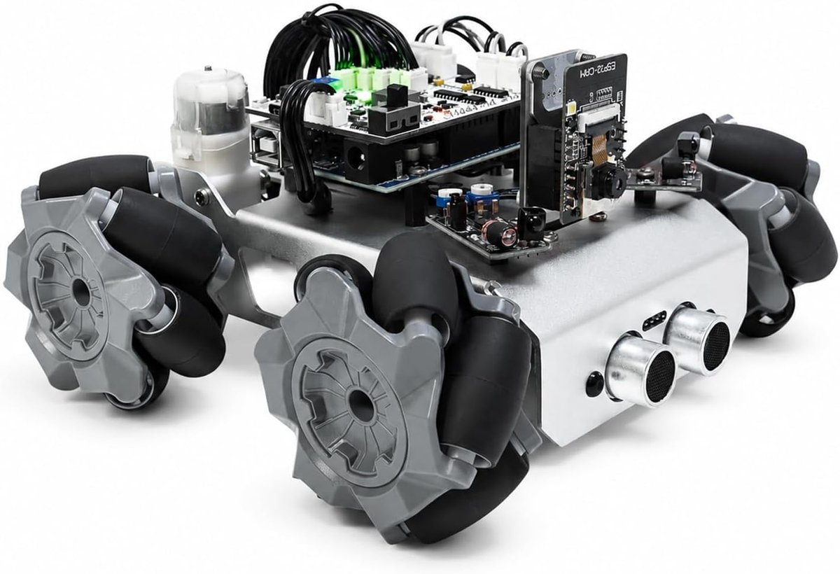 Smart Robot Autoset, compatibel met Arduino UNO R3, 4WD omnidirectionele beweging, FPV, ESP32 CAM, APP Romote Control enz., leerrobot-kit voor volwassenen