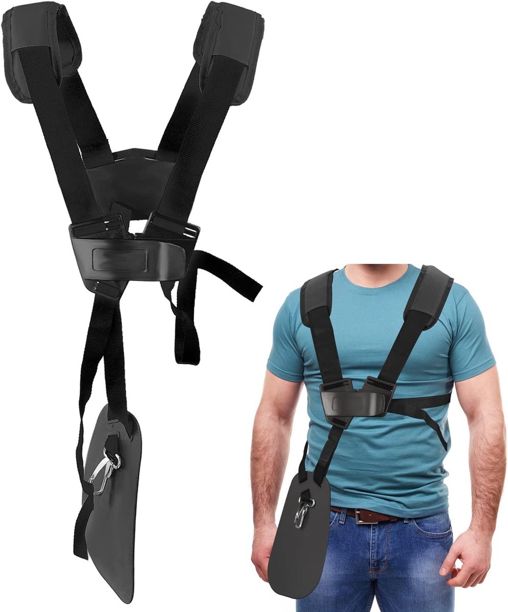 Trimmer schouderriem - maaier grastrimmer harnas riem dubbele schouder met duurzame nylon riem verstelbaar voor bosmaaier of tuinieren (voor STIHL FS, KM-serie snaartrimmer), zwart