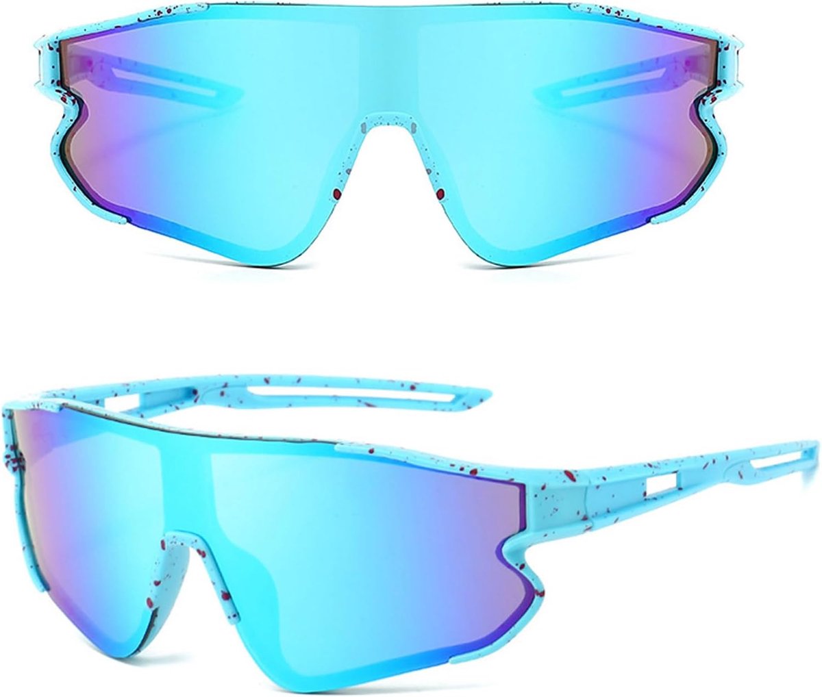 Fietsbril voor kinderen, UV400-bescherming, gepolariseerd, flexibel montuur, voor jongens en meisjes, veiligheidsbril voor buitensporten, Kleur 2, 57.5 mm