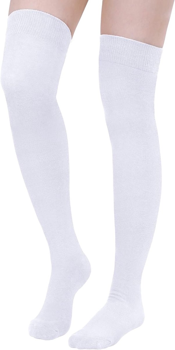Kniekousen voor dames, dijkousen, Wit, Medium
