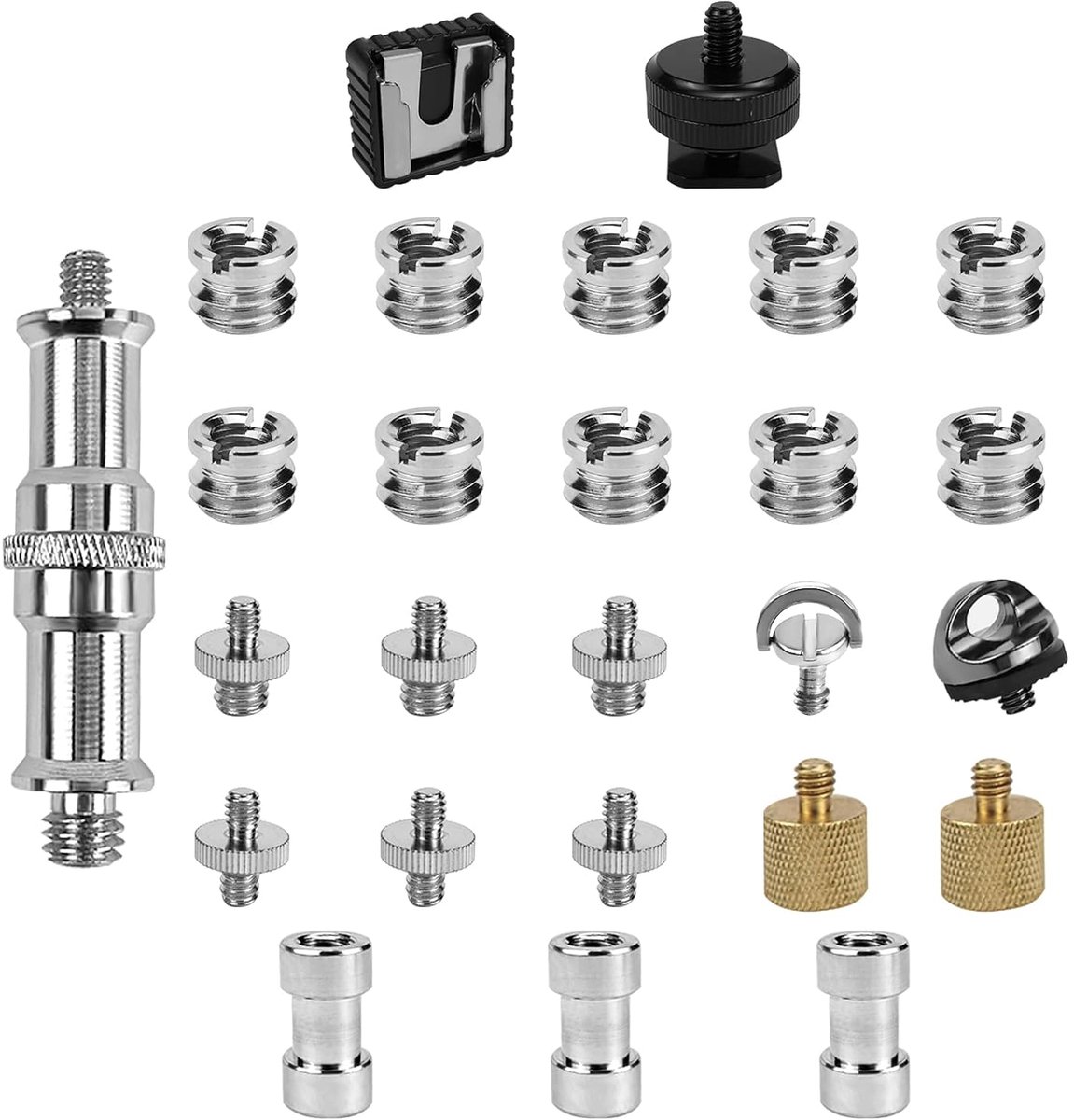 Schroeven statief adapter set 1/4" naar 3/8" | Schroefdraadadapterset, compatibel voor statief, camera, flitslicht, monopod en