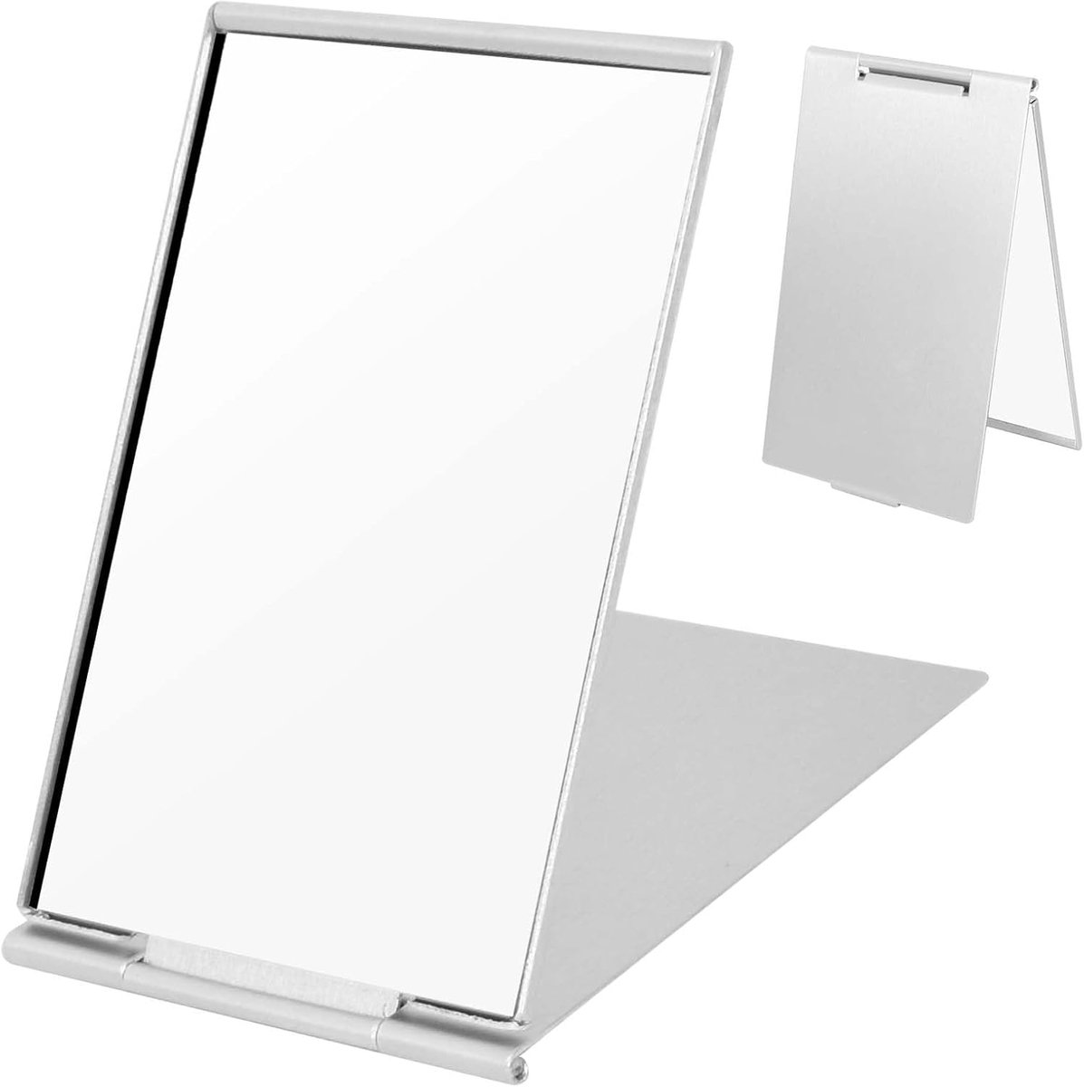 2 stuks, ultralichte aluminium zakspiegel, klapspiegel voor cosmetica en reizen, perfect voor make-up onderweg (A: 8,5 x 5 cm)