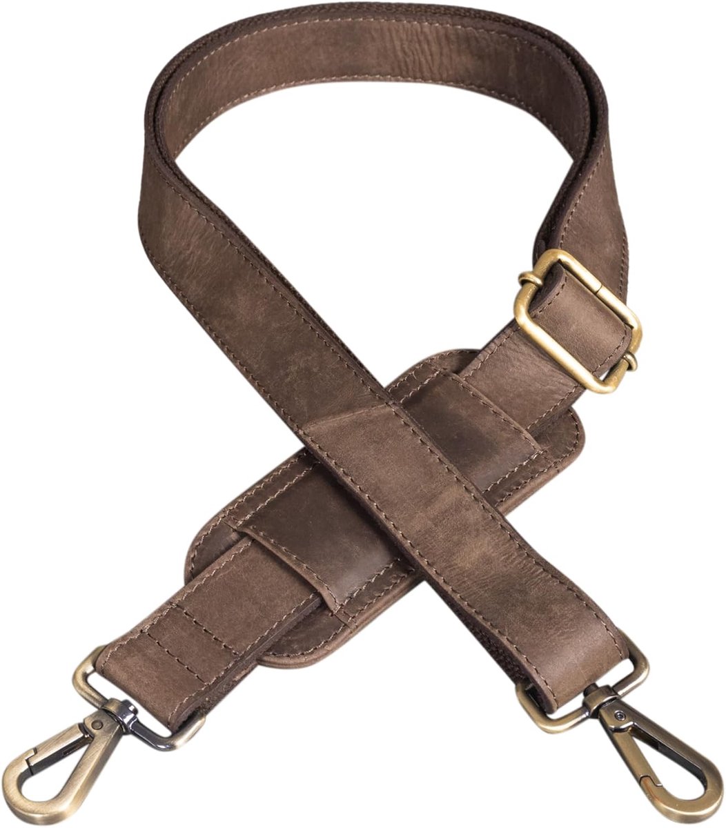 Bag Strap Leather met Gevoerde Verwisselbare Schouderriem voor Tassen Handtas Strap for Shoulder Bag Vintage Genuine Leather, Kleur:donker - bruin