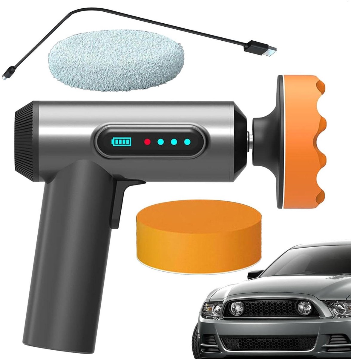 Draadloze Polijstmachine - Auto Buffer - Auto Onderhoud - Instelbare Snelheden - 7.5 cm Schijfdiameter - Zwart
