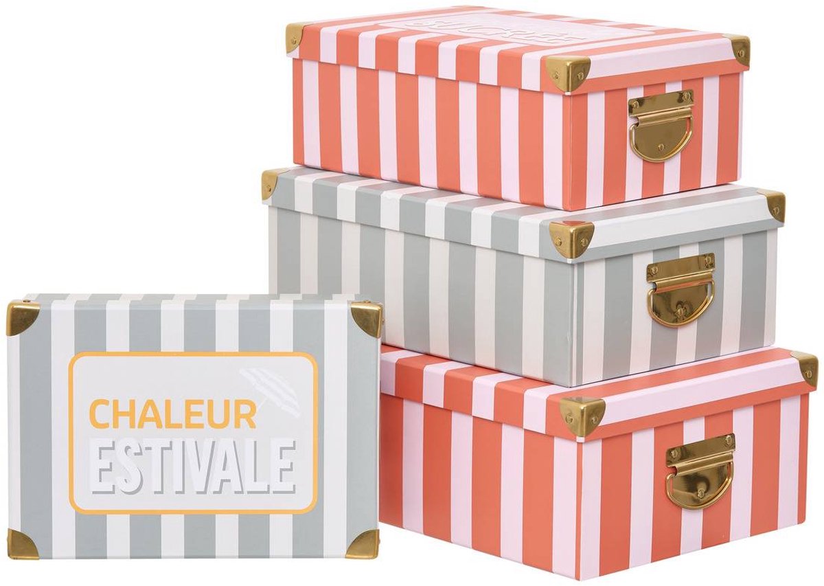 Set van 4 in elkaar schuifbare opbergdozen van karton BOX'