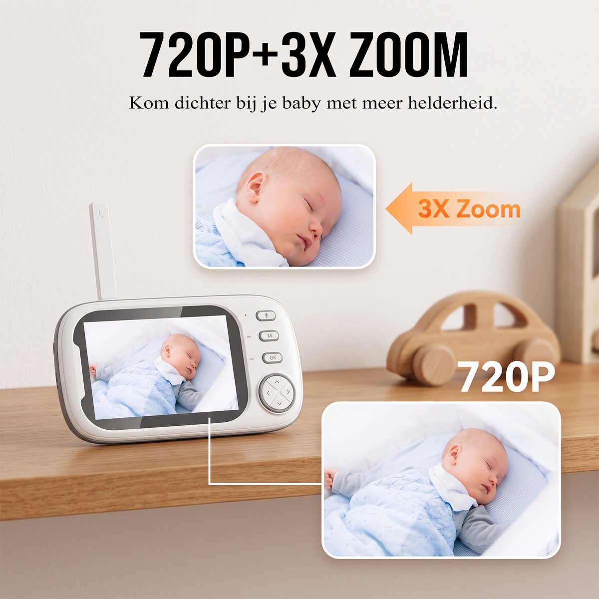 Fokelyi Babyfoon Met Camera - 3.5 Inch Baby Monitor Met Voeding Herinnering En 2000mAh thumbnail 3