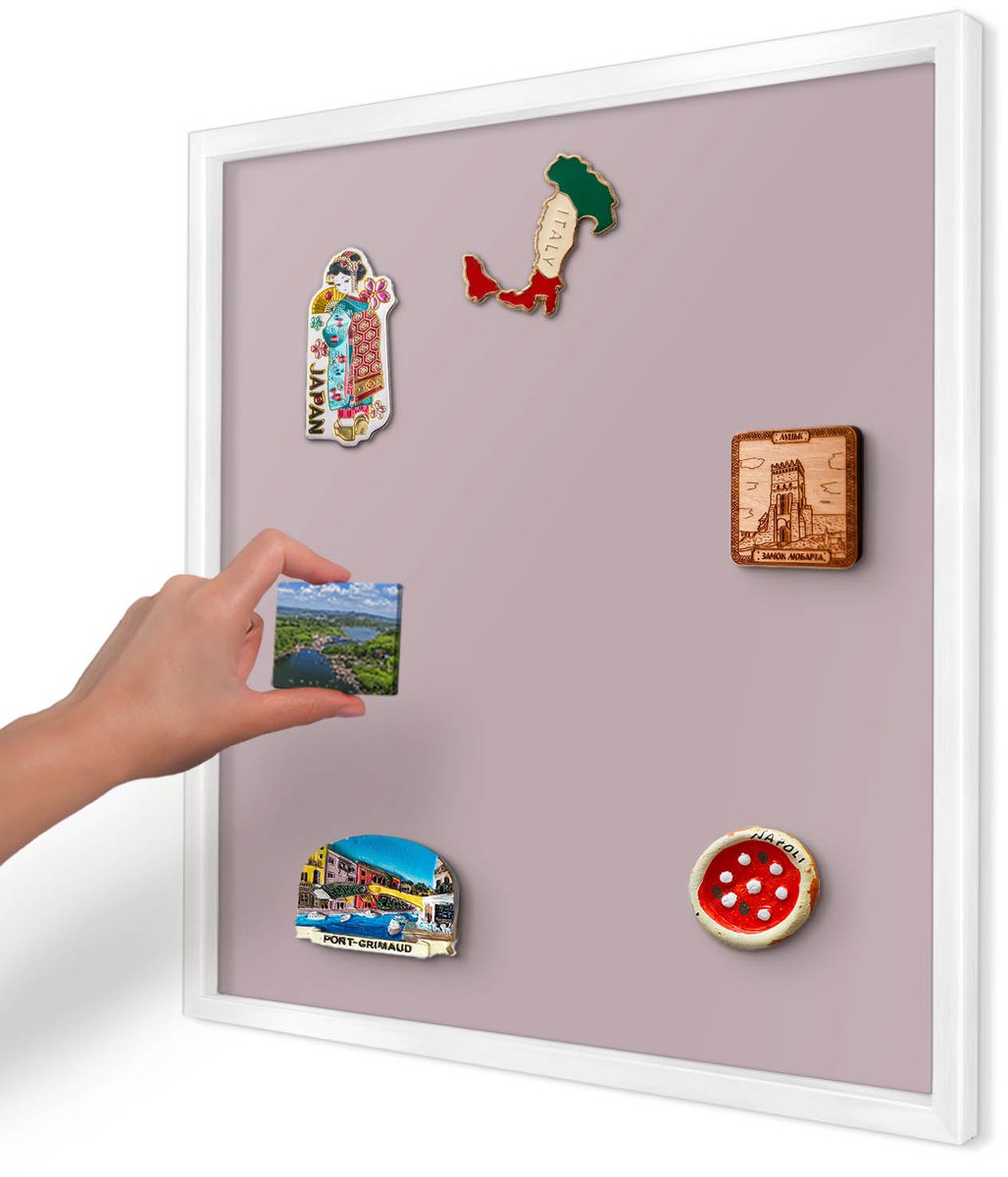 Artprintcave Roze Magneetbord mit Witte Lijst - 50x50 cm - Pastel Lila Magneet Bord mit Frame - Minimalist Notitiebord - Achtergronden En Patronen