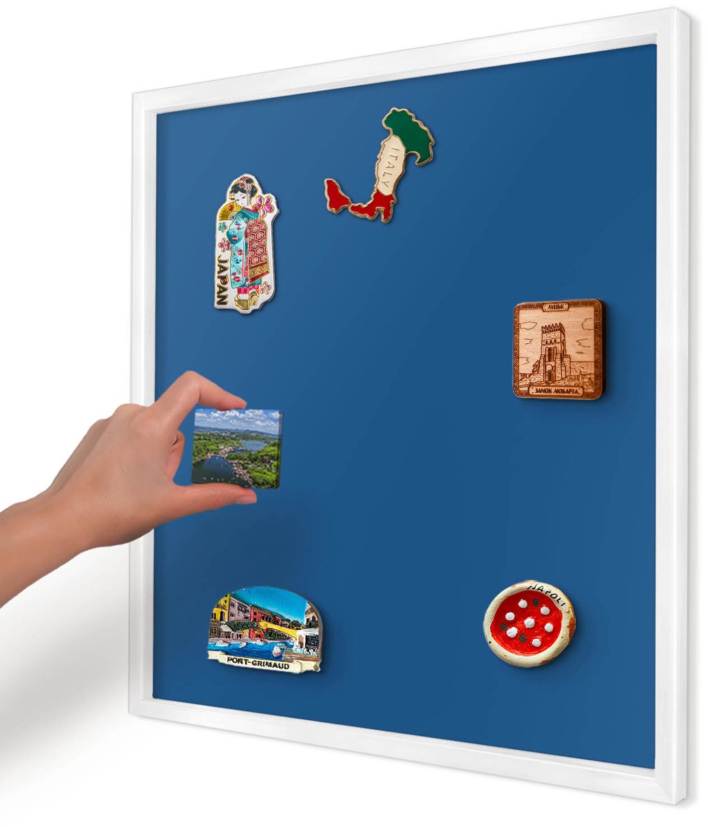 Artprintcave Marine Magneetbord mit Witte Lijst - 50x50 cm - Donkerblauw Memobord Keuken - Minimalist Magneet Bord mit Frame - Achtergronden En Patronen